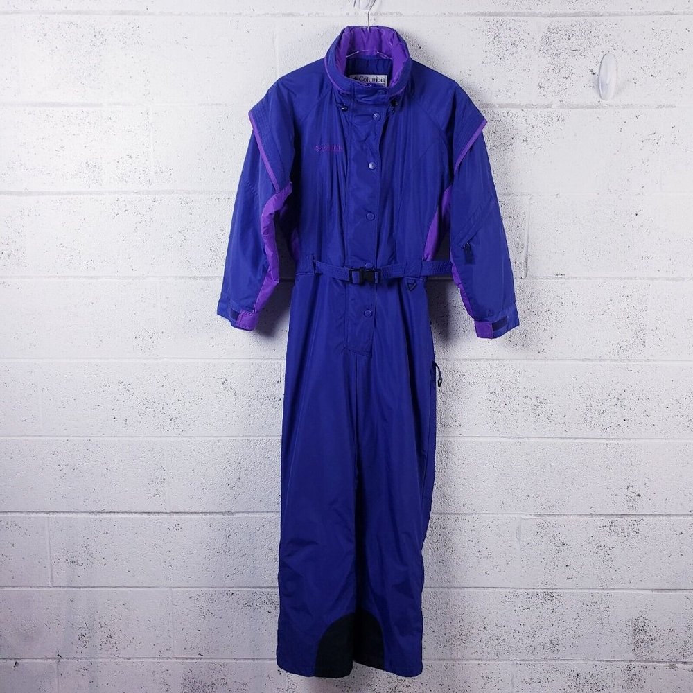 Vintage Columbia One 1 Piece Ski Snowmobile Suit Womens Small Purple 90s